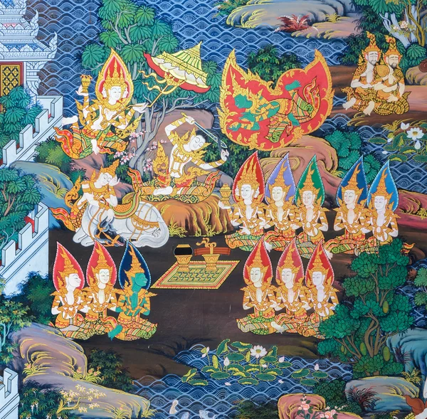 Arte de pintura mural tailandesa — Fotografia de Stock