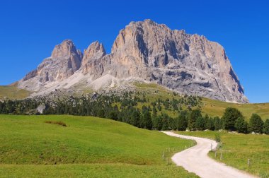 Dağları Langkofel ve Plattkofel Dolomites içinde