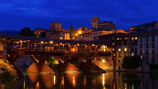 Bassano del Grappa Ponte Vecchio night — Stock Photo, Image