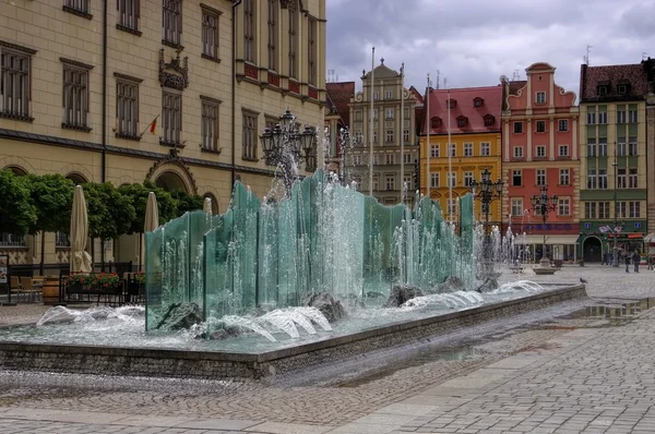 Wroclaw fountain on main square — Stock Photo, Image