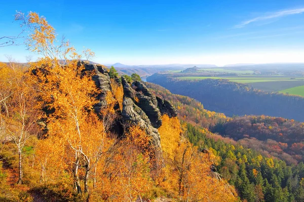 Montaña Schrammsteine Sajonia Suiza Otoño Alemania — Foto de Stock