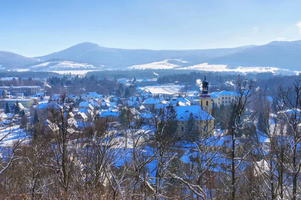 Town Grossschoenau Winter Many Snow Saxony Germany — Stock Photo, Image