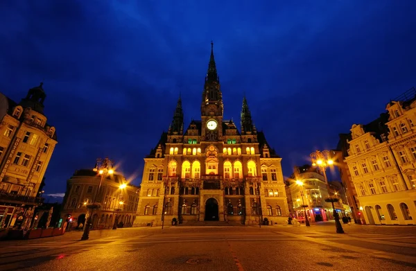 Liberec Municipio notte — Foto Stock