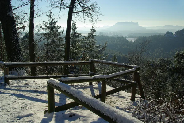 Lilienstein im kış — Stok fotoğraf