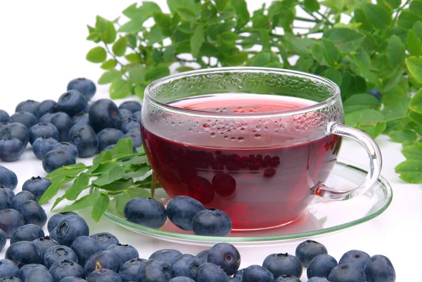 Hot blueberry tea — Stock Photo, Image