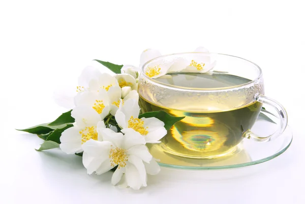 Jasmine tea with flowers — Stock Photo, Image