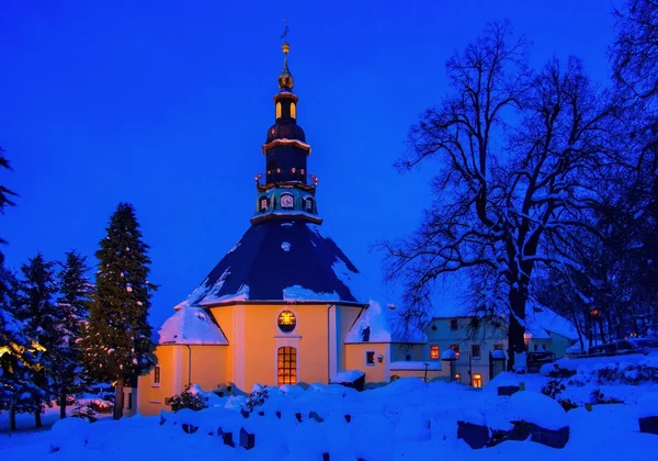 Kostel Seiffen v zimě — Stock fotografie