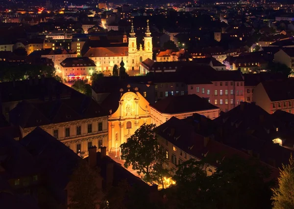 Graz templom Mariahilf éjjel — Stock Fotó