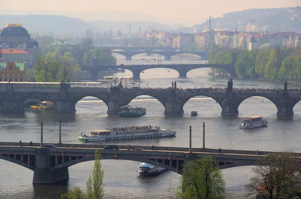 Praga ponti vista aerea — Foto Stock