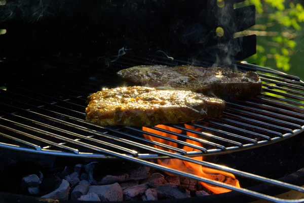 Churrasco fresco, carne na grelha — Fotografia de Stock