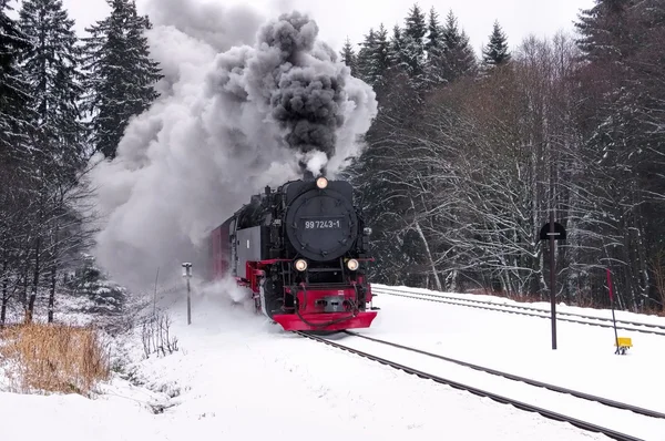Brocken ferrovia no inverno — Fotografia de Stock