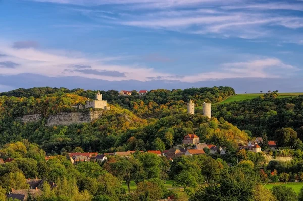 Rudelsburg ve Saaleck Kalesi — Stok fotoğraf