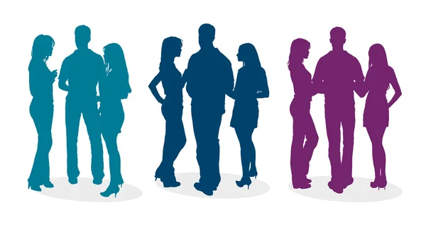 siluetleri gençlerin birbirleri ile sohbet