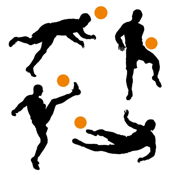 Detailed silhouettes of soccer players — Stock Vector