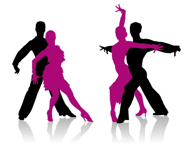 Ballroom dansers silhouetten — Stockvector