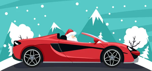 Тло Дизайну Санта Клауса Розкішному Автомобілі — стоковий вектор