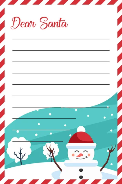 Letter Ontwerp Voor Kerstman Met Kerst Sneeuwpop — Stockvector