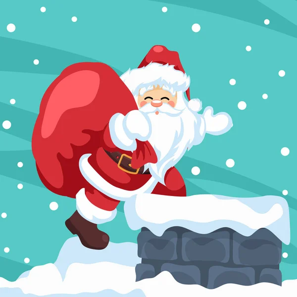 Diseño Santa Claus Entrando Chimenea Navidad — Archivo Imágenes Vectoriales