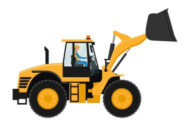 Front loader design with heavy machinery driver clipart