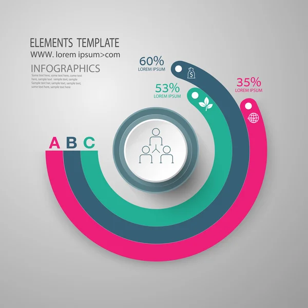 Conjunto de infográficos. apresentação e gráfico redondo. Conceito de negócio —  Vetores de Stock