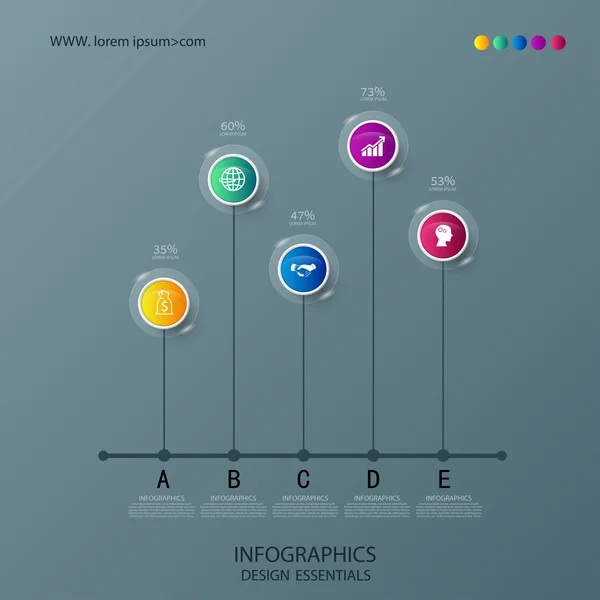 Vector Elements of Infographic Line graph template — Stock Vector