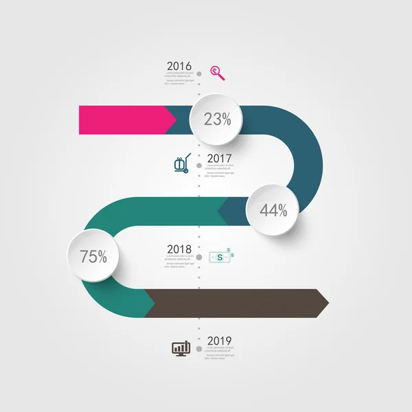 Tijdlijn infographic en pictogrammen vector ontwerp template. — Stockvector