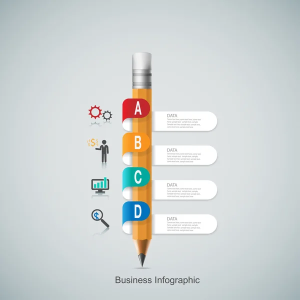 Infographic sjabloon met potlood vaandel. — Stockvector