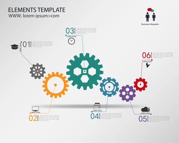 Modelo de vetor Infográfico com corrente de engrenagem . —  Vetores de Stock