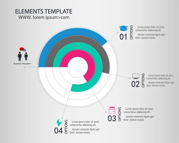 Infographics ayarlayın. sunum ve yuvarlak grafik. İş kavramı — Stok Vektör