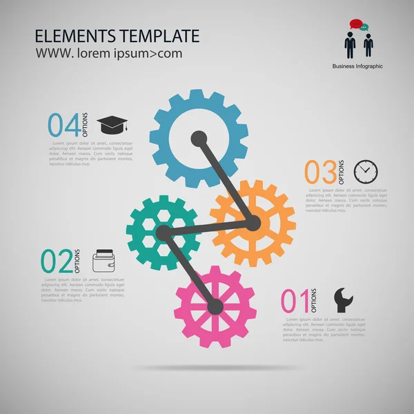 Modèle vectoriel Infographie avec chaîne d'engrenages . — Image vectorielle