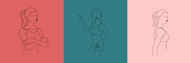 İç çamaşırlı, soyut, minimalist kadın figürü. Kadın vücudunun moda çizgisel olarak vektör modaName.