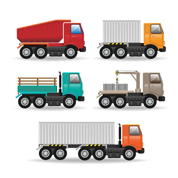 Vector modern creative flat design logistics fleet vehicles set — Stock Vector