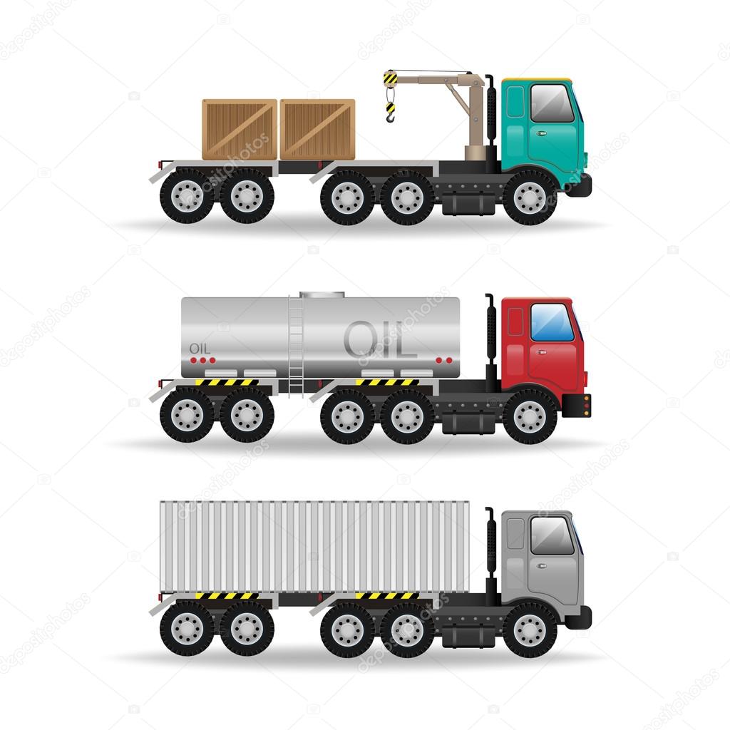 Vector modern creative flat design logistics fleet vehicles set 
