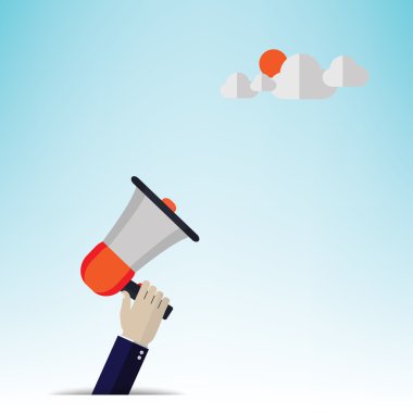 Mobil iş kavramı illüstrasyon megafon.