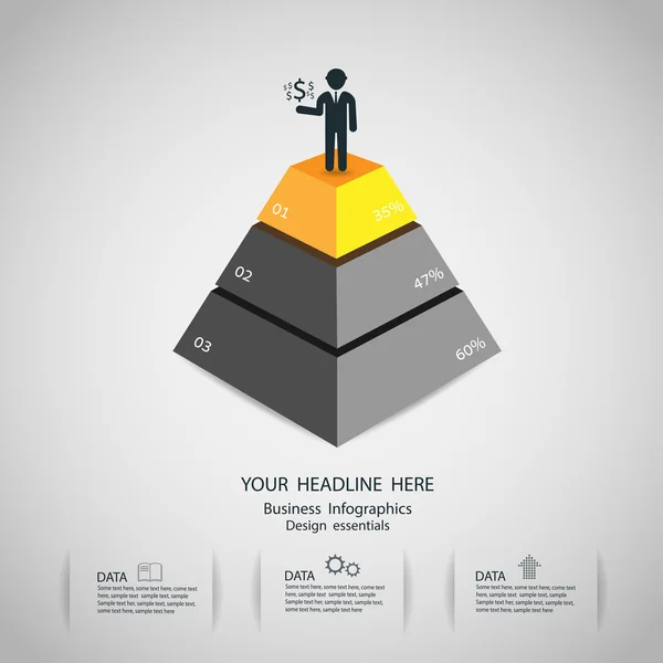 Πυραμίδα τύπου infographic στοιχεία αποσπάσματος. διάνυσμα — Διανυσματικό Αρχείο