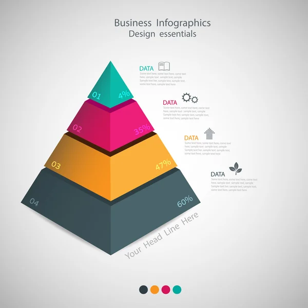 Abstracte piramide type infographic elementen. vector — Stockvector