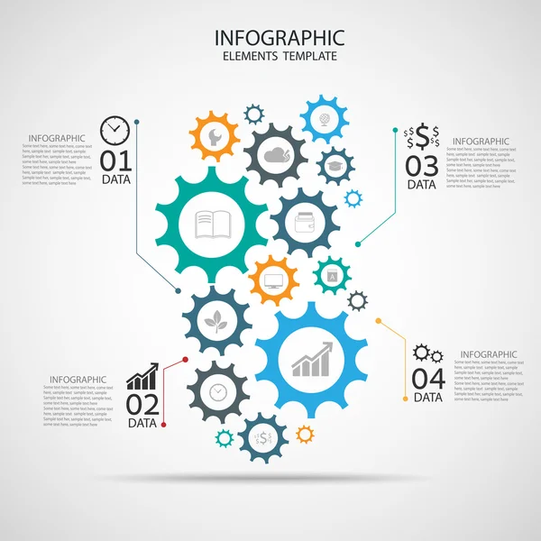 Modelo de vetor Infográfico com corrente de engrenagem . — Vetor de Stock