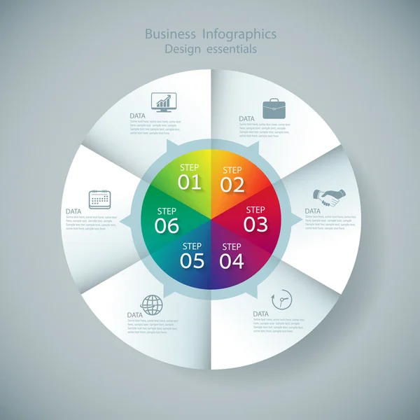 Plantilla de diseño infográfico e iconos de marketing, Negocio cóncavo — Archivo Imágenes Vectoriales