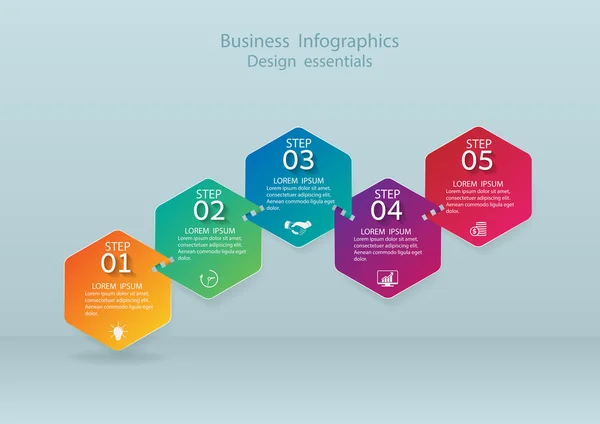 Plantilla de diseño infográfico e iconos de marketing, Negocio cóncavo — Archivo Imágenes Vectoriales