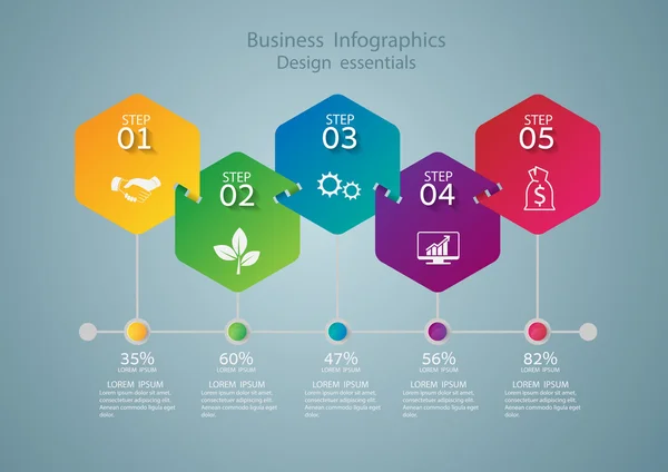 Modello di design infografico e icone di marketing, Business concep — Vettoriale Stock