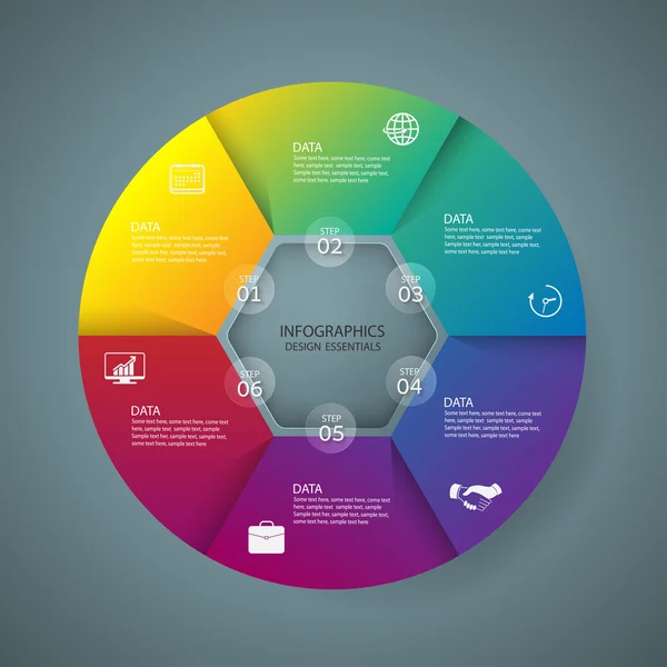 Modèle de conception infographique et icônes marketing, Concevoir des entreprises — Image vectorielle