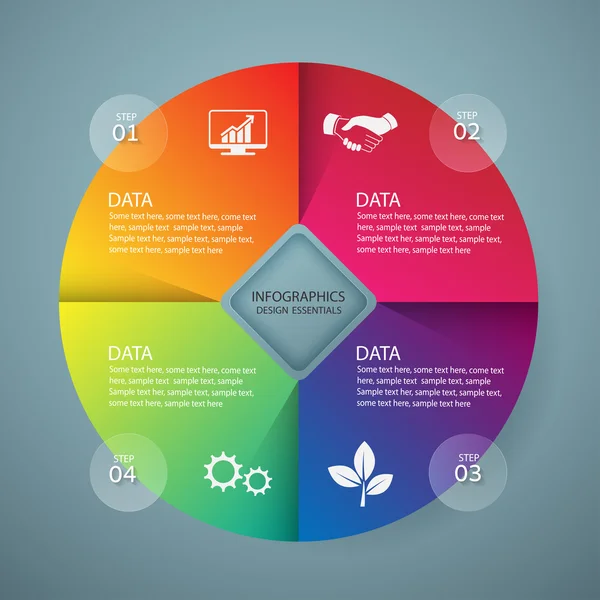 Plantilla de diseño infográfico e iconos de marketing, Negocio cóncavo — Vector de stock