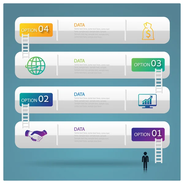 Modèle de conception infographique et icônes d'escalier marketing. conce — Image vectorielle