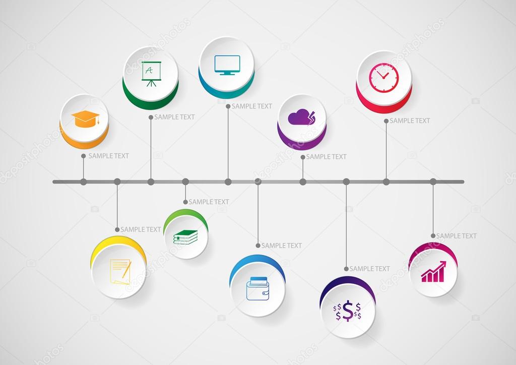 Infographic design template and marketing icons on the grey back