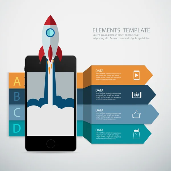 Platte vector ontwerpconcept mobiele telefoon, Infographic — Stockvector