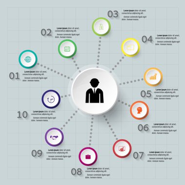 Infographic tasarlamak gri arka plan üzerinde. Vektör illus