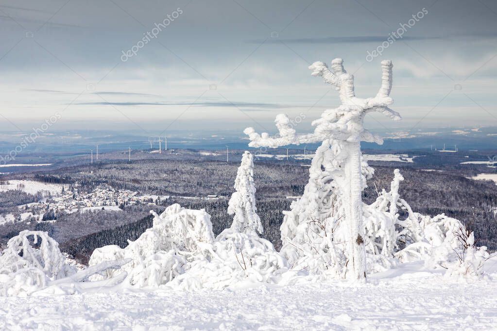 View from the Feldberg plateau in winter, Taunus, Hessen, Germany