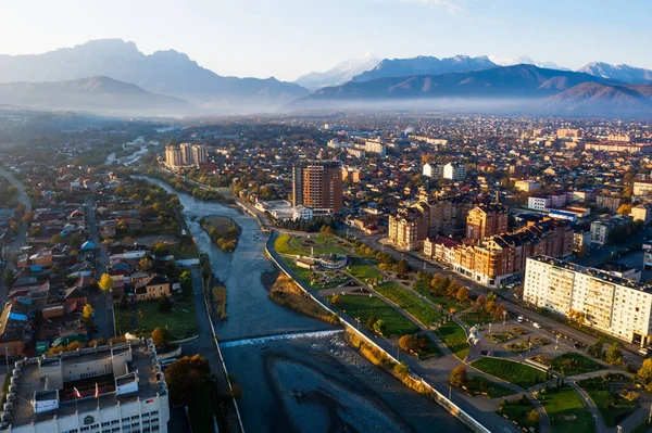 Panorama Vladikavkaz Stad Terek Flod Vall — Stockfoto