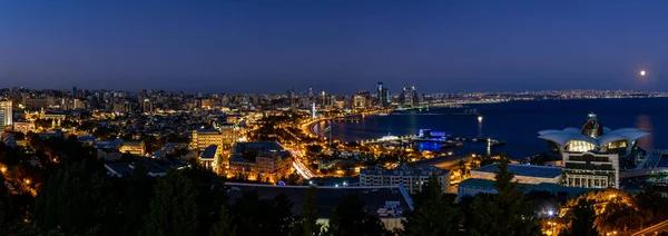 Boa Noite Baku Panorama Parque Upland — Fotografia de Stock