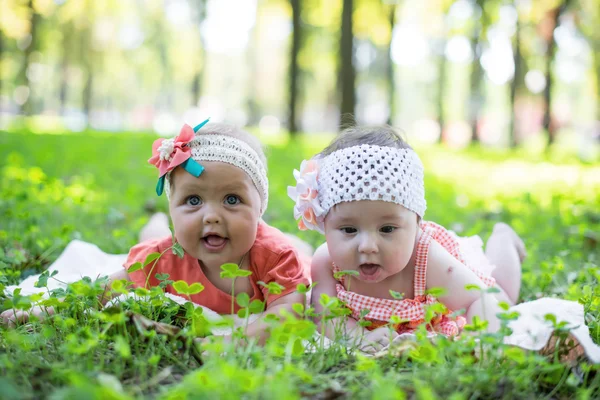 Dos bebés. Están al aire libre. . —  Fotos de Stock